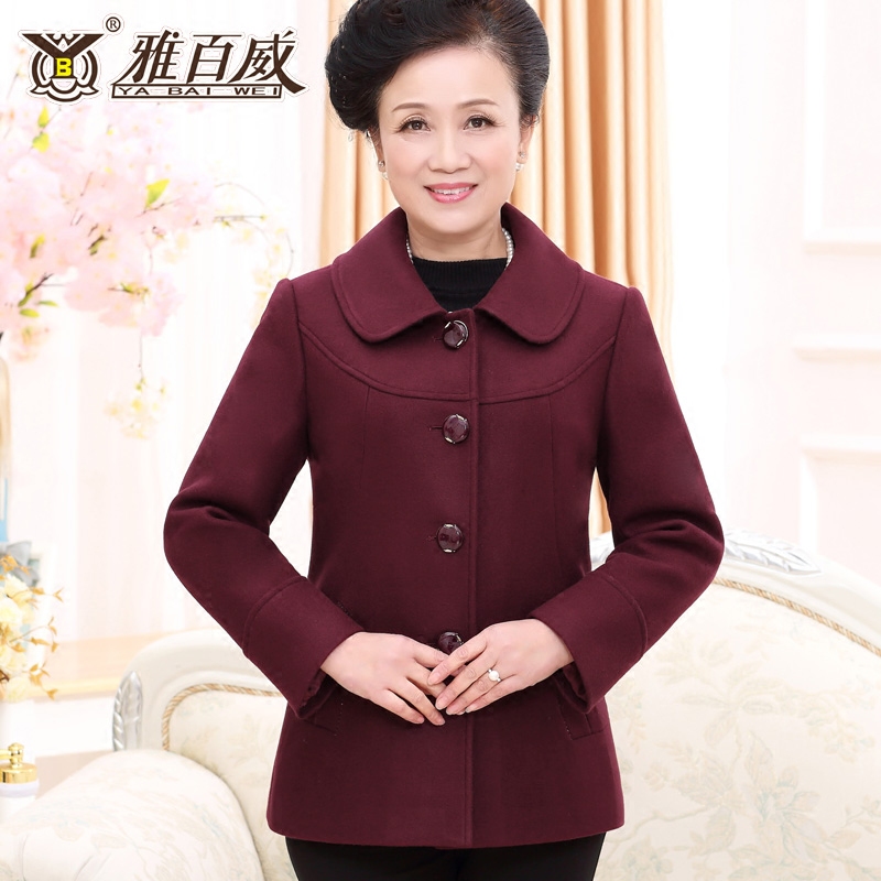 妈妈装秋冬短款毛呢外套春秋装中年妇女春装40-50岁人呢子上衣
