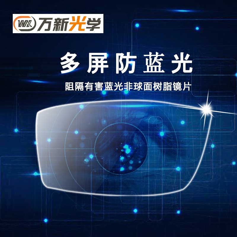 万新镜片156/161/167防蓝光防辐射超薄非球面树脂近视镜片2片价