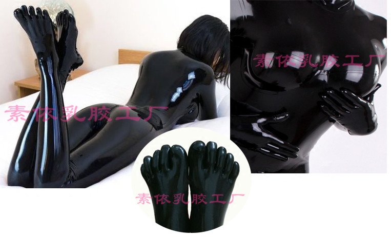 乳胶衣 女五指袜乳胶紧身衣 3d 伪娘 五指袜连体衣 latex catsuit