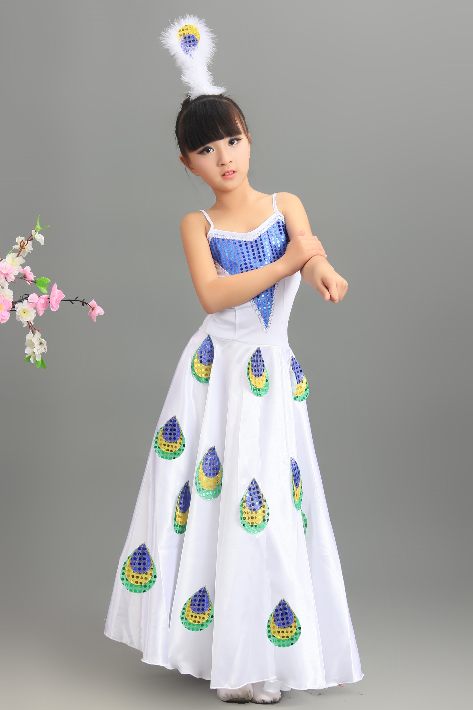 儿童演出服女童傣族幼儿园表演服装女少儿民族舞蹈服装孔雀服