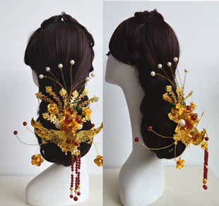 凤冠中式新娘婚礼头饰凤凰古代秀禾服旗袍龙凤褂饰品妃倾囍天下