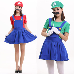 成人玛丽装 出口日本马里奥服装 裙装连衣裙 舞台表演服 实拍现货