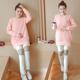 孕妇装秋装套装韩版中长款卫衣潮妈加绒冬季时尚孕妇托腹裤两件套