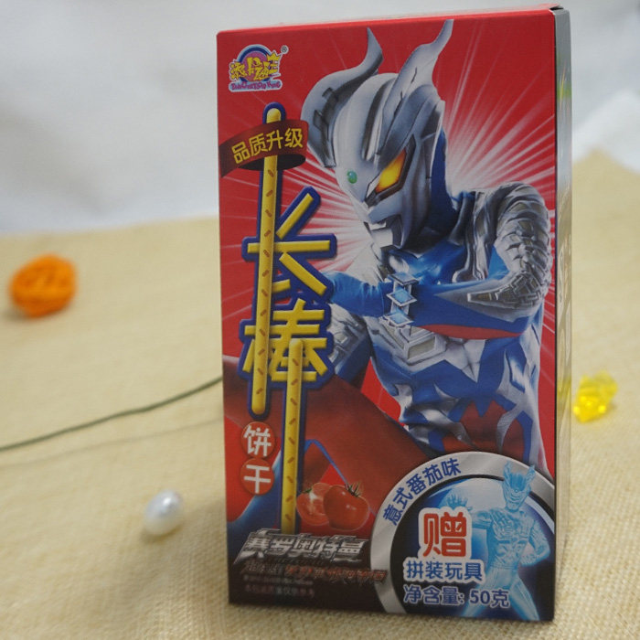 添乐卡通王奥特曼长棒饼干50gx8盒儿童手指饼干休闲零食食品包邮