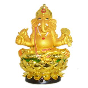 禅道林 树脂象鼻神 坐莲花台泰国 象神 家居饰品吉祥工艺礼品摆件