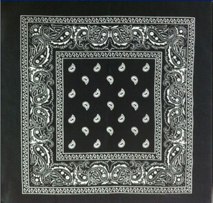 头巾嘻哈hiphop街舞服饰dance舞者方巾黑色腰果花大方巾 全棉户外头巾