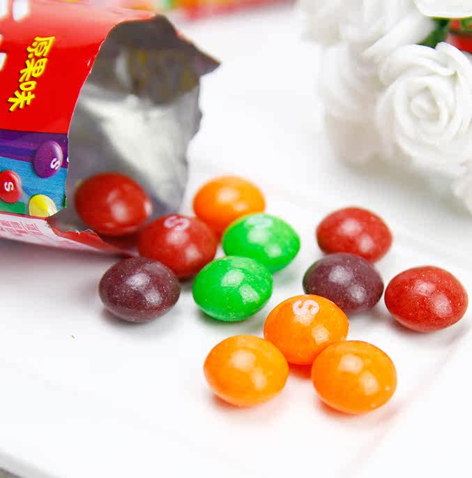 正品彩虹糖酸劲40g原果味45g儿时回忆零食果汁软糖20袋多省包邮