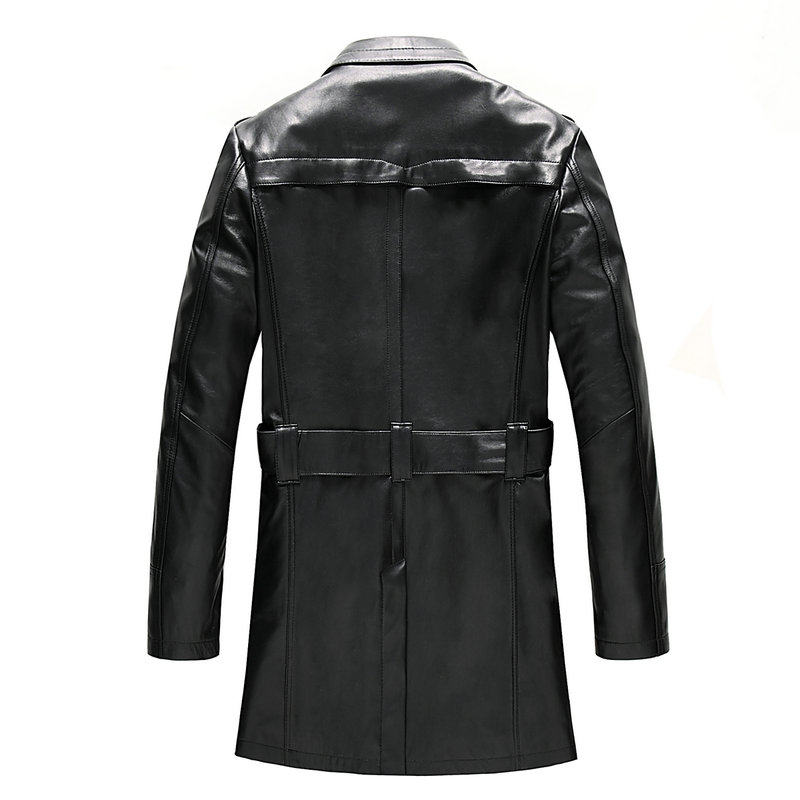2016春秋新款海宁皮衣男士中长款翻领皮大衣休闲皮风衣男装皮外套