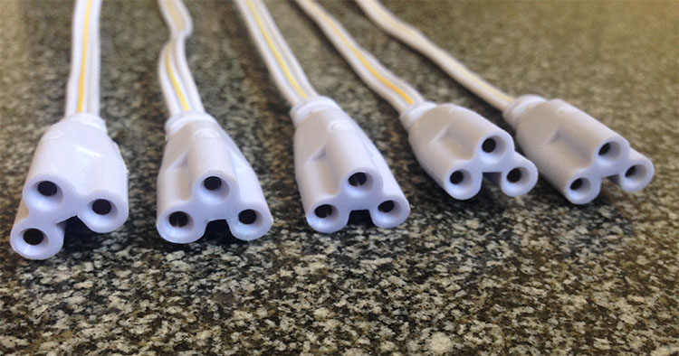 led t5 t8连接线 led一体化灯管30 50公分双头连接线3孔led灯配件