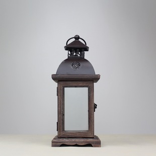 手提 摆风灯装饰灯邮玻璃手提灯笼马家居软 欧式落地包件木质烛台复古