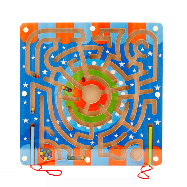 木制亲子迷宫玩具儿童磁性挑战运笔走珠立体迷宫桌面游戏