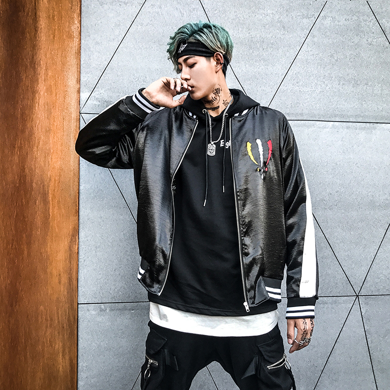 春秋款国潮个性血爪刺绣夹克潮牌男装gd权志龙同款情侣棒球服外套