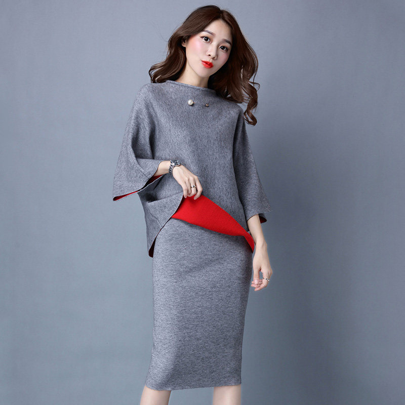 女装秋装2016新款潮时尚针织套装秋季女士两件套裙韩版毛衣套装裙
