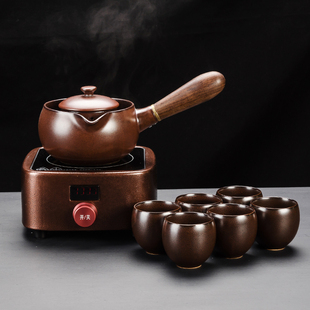 琨德陶瓷煮茶器黑茶煮茶壶侧把壶日式泡茶壶花茶壶家用电热电陶炉