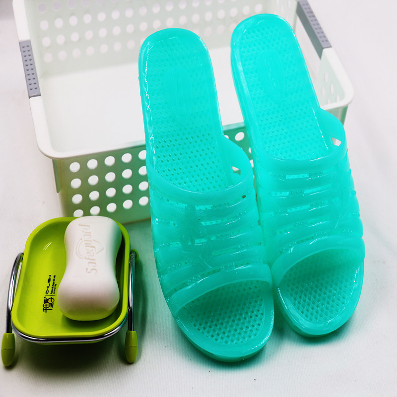 夏季凉拖鞋女空调鞋防臭防滑漏水透气平底新款槊料水晶空调拖鞋韩