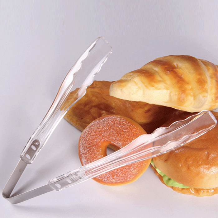 加厚pc食品夹塑料夹子 面包夹 蛋糕选购夹 透明白色橙色麻辣烫夹
