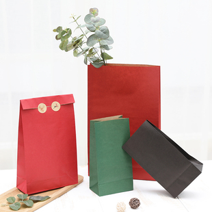本小姐纯色无提手复古折口袋纸袋购物袋西点礼物礼品包装袋2枚入