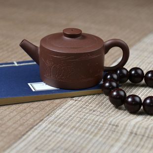 正宗宜兴名家贺红文清水泥直口井栏紫砂壶160ml茶壶艺术收藏茶具