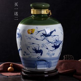 景德鎮陶瓷酒罈10斤20斤手繪酒缸酒瓶泡酒瓶密封釀酒酒罈子白酒壺