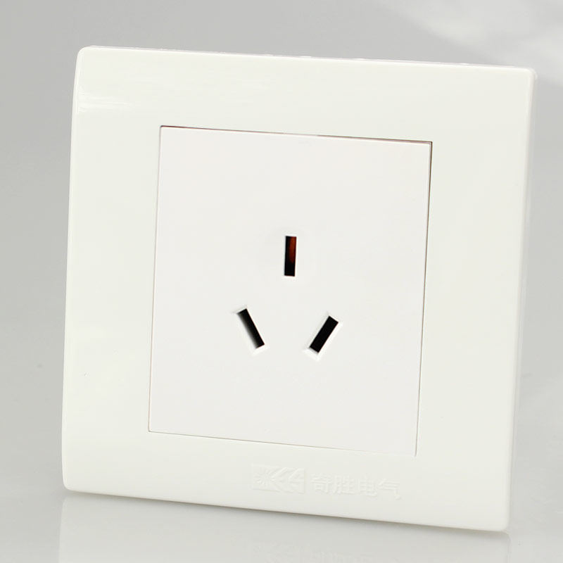 奇胜电气正品16a 220v家用三极电源插座面板三孔86型暗装雅白