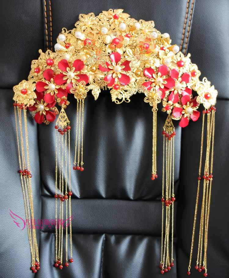 包邮新娘结婚金色大凤冠古装头饰中式礼服旗袍龙凤褂秀禾服配饰品