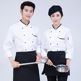 厨师工作服长袖男套装秋冬款厨师长饭店服务员厨房衣服冬季厨师服