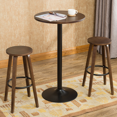 实木吧台圆桌酒吧桌椅欧式高脚桌餐桌咖啡厅桌洽谈桌椅时尚