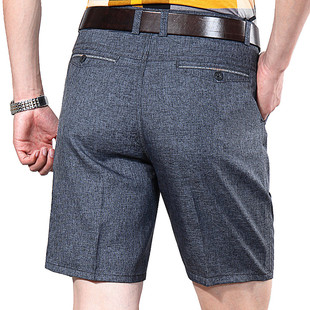 中年宽松爸爸肥佬胖人五分休闲西装短裤子中老年高腰深裆中裤胖子