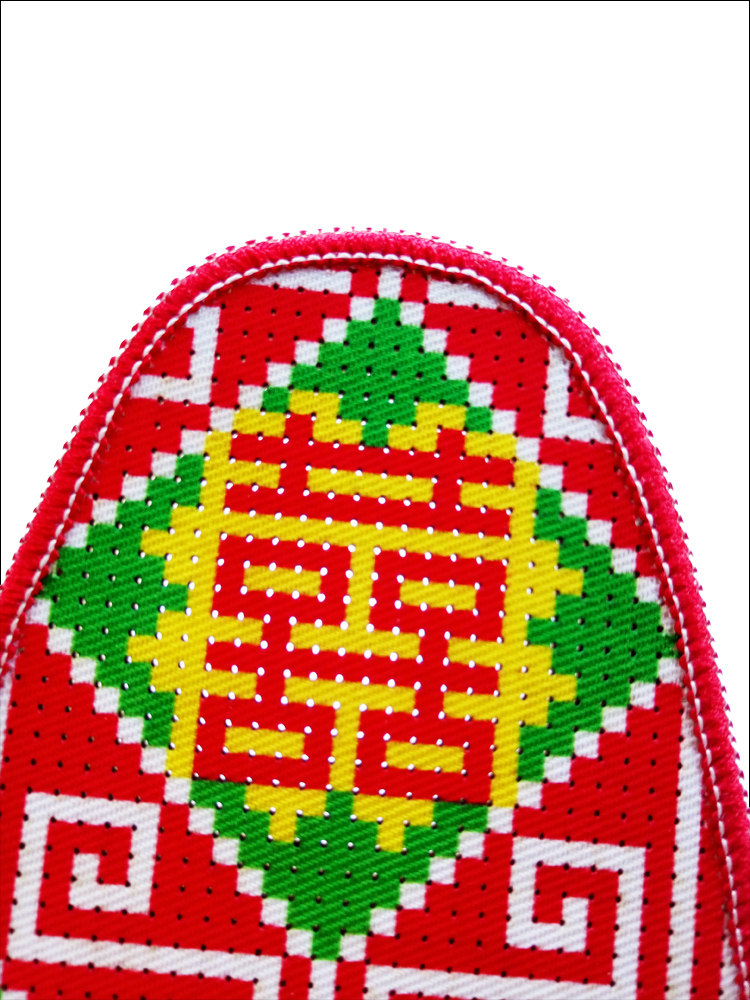 纯棉六层印花手工针孔十字绣花红双喜囍鞋垫结婚喜庆用品嫁妆礼品