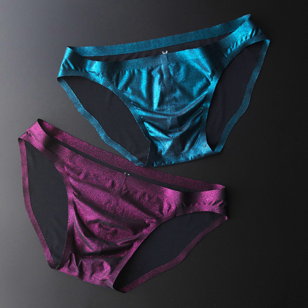 夏季男冰丝无痕内裤性感低腰印花仿皮革一片式青年超薄透气三角裤