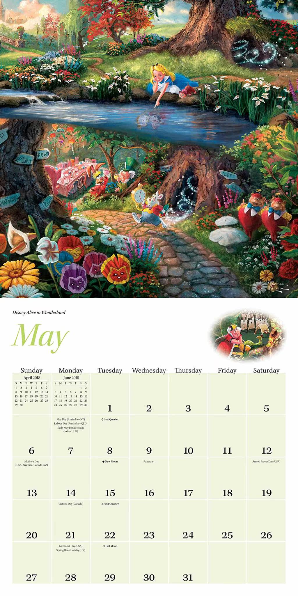 wall calendar 迪士尼之梦2018年日历 挂式 托马斯·金凯德作品 英文
