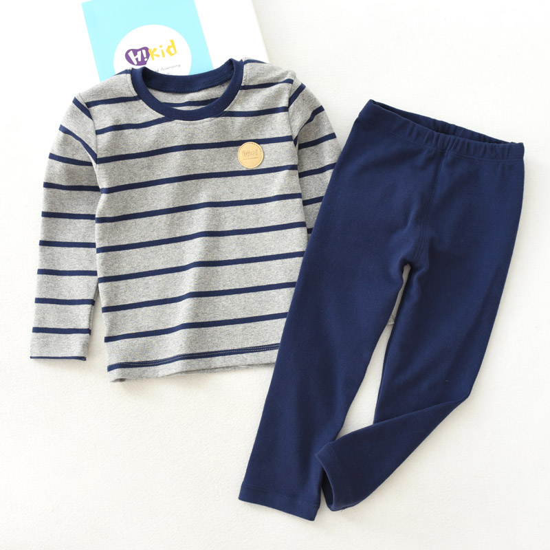 h72421 儿童纯棉家居套装 男童秋衣秋裤两件套 纯棉内衣舒绒罗纹t