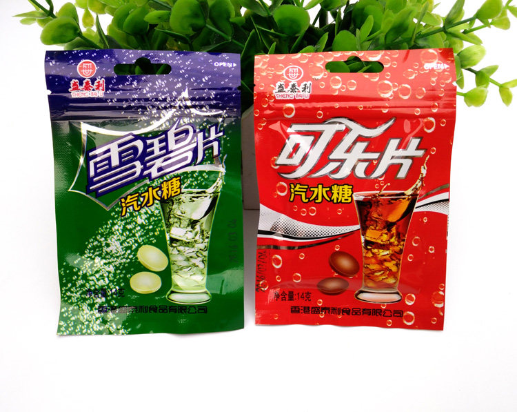 拍30袋包邮 80后怀旧零食 可乐片 雪碧片 汽水瓶糖 童年糖果14g