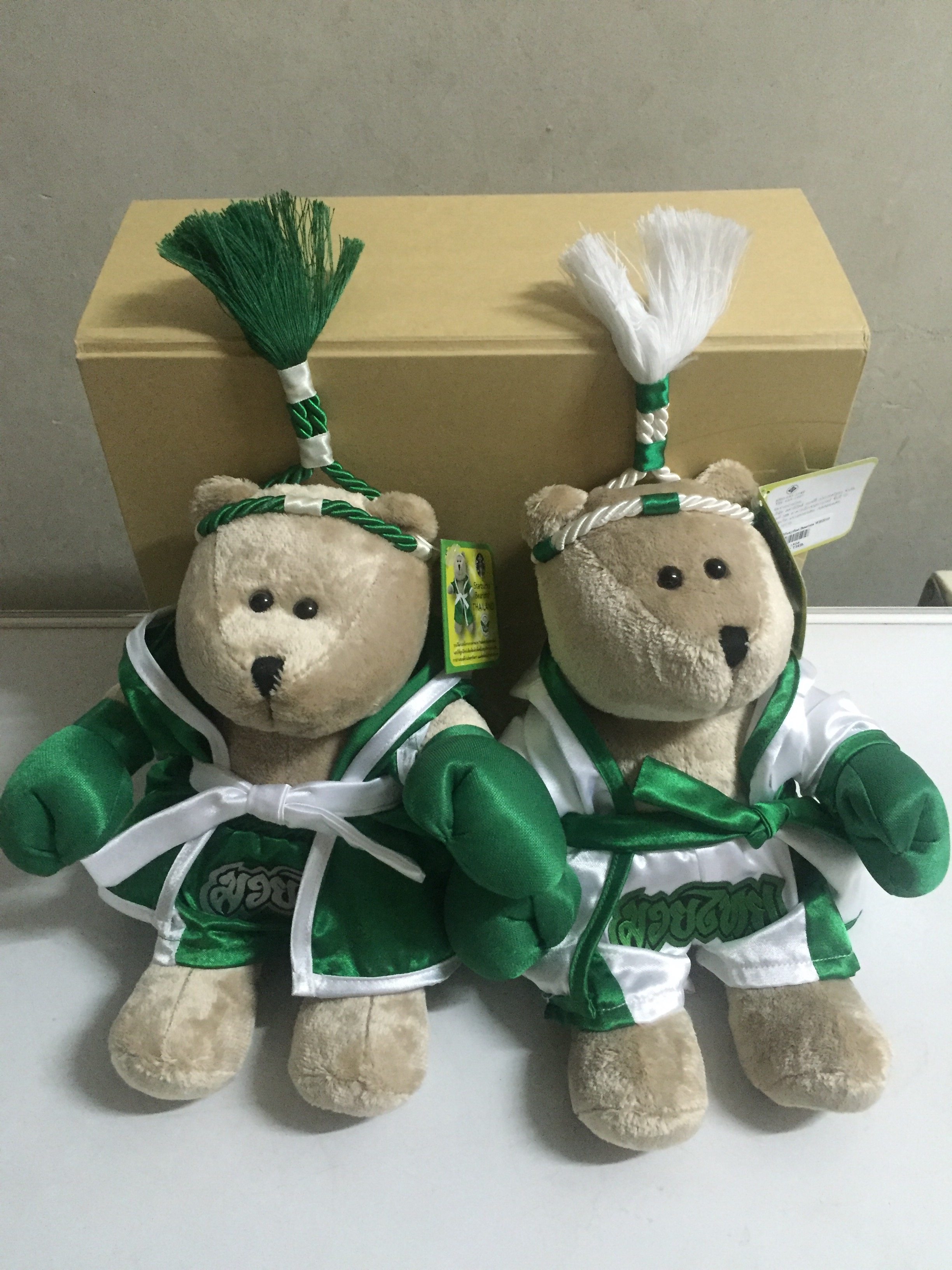 正品全新泰国星巴克小熊2016泰拳熊毛绒玩具熊情侣熊一对装