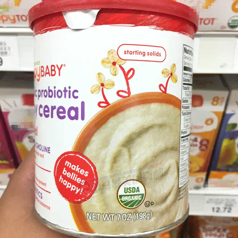 美国直邮 原装进口happy baby/喜贝有机燕麦婴儿米糊