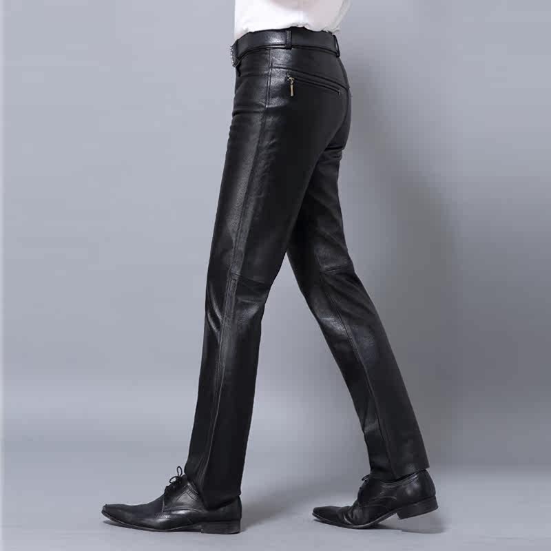 男士大码真皮皮裤 真皮机车裤直筒裤加棉保暖皮裤男羊皮韩版特价