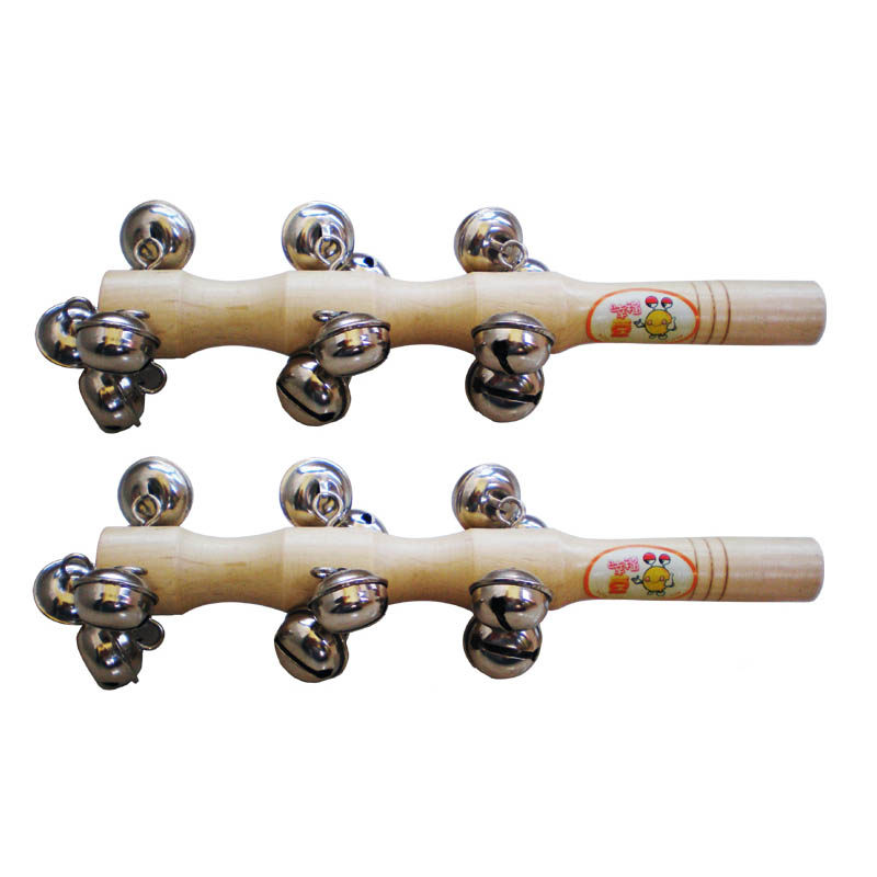幸福豆:奥尔夫乐器13铃棒铃,原色串铃手摇铃,幼儿园早教小学雪铃