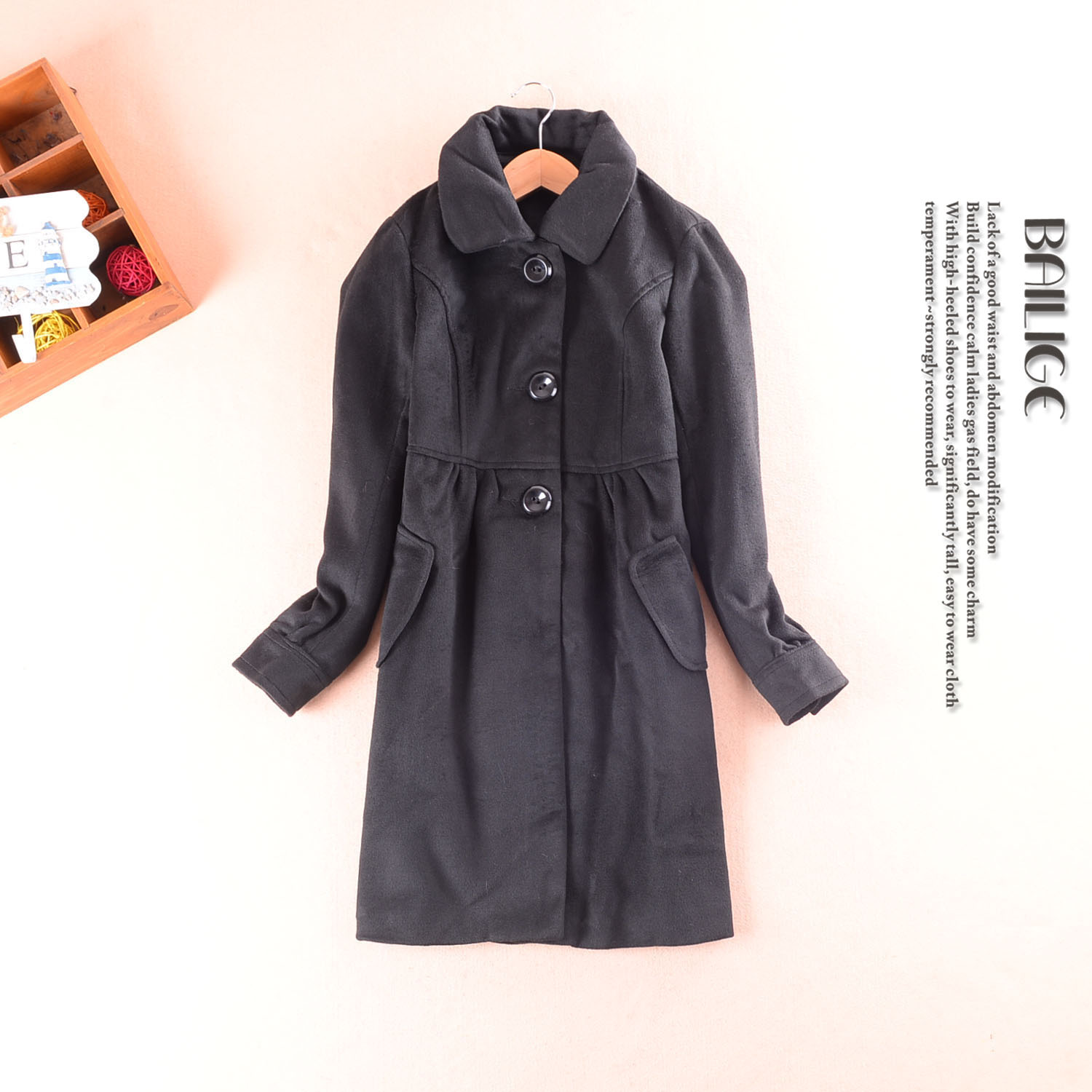 哥d[ 372301] 秋冬款 台湾品牌 韩版仿毛呢长款外套