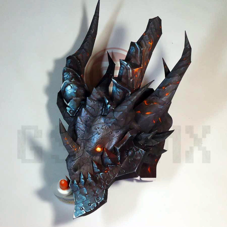 魔兽世界手办 死亡之翼头像壁挂 3d纸模型diy玩具手工 65厘米高