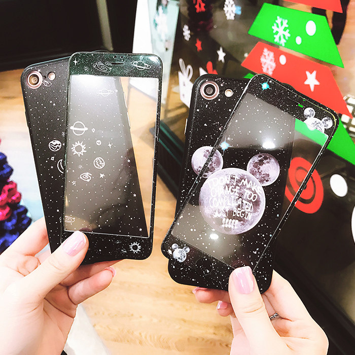 情侣iphone7/6s手机壳苹果7plus全屏钢化玻璃膜6s软膜6plus保护套