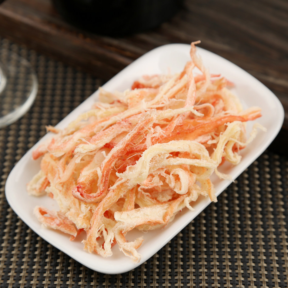 海世界手撕碳烤红鱿鱼丝200g即食海鲜零食青岛特产干货两件包邮_爱酷