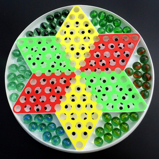 跳棋 跳跳益智玻璃棋97a双龙夺珠六角跳棋玻璃棋子 包邮正品健乐弹珠