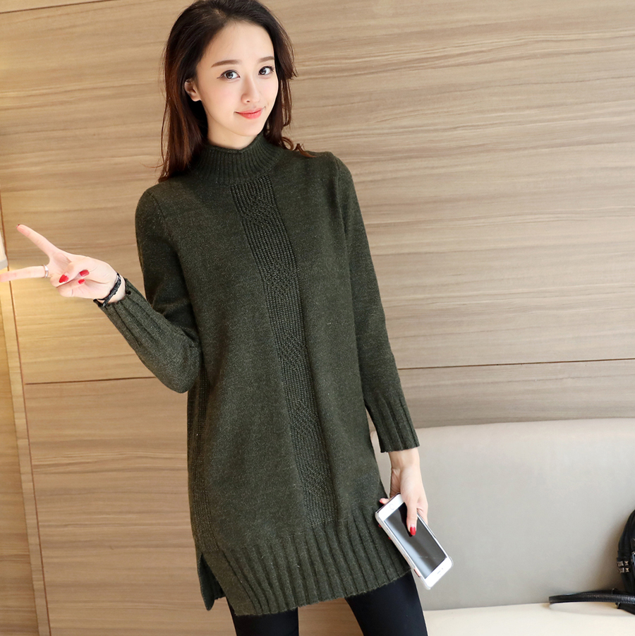 韩版新款宽松半高领短款灯笼袖毛衣女长袖套头蝙蝠衫打底衫针织衫