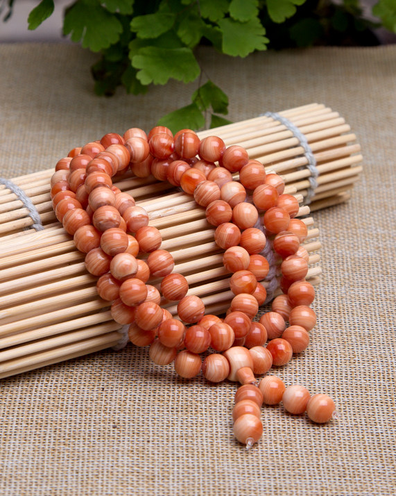 天然正品红螺血贝108颗佛珠圆珠项链手链手串6-8mm实物包邮