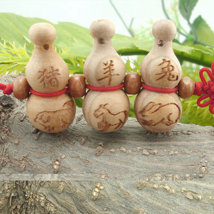 风水 开光2016年猪兔羊三合贵人 桃木亥卯未三奇葫芦挂件 挂饰