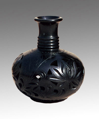 手工陶器摆件河北特产-邯郸特产-龙山文化代表-黑陶-镂空天球瓶