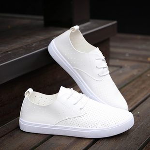 夏季新款小白鞋男士韩版板鞋镂空皮鞋男鞋白色透气休闲鞋男潮鞋子