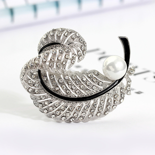 别针 银蕨叶珍珠胸花别针韩版饰品 满心饰你胸针女韩国配饰