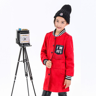 大女童冬装外套中长款流苏鹿皮风衣韩国时尚宽松160胖女孩衣服170