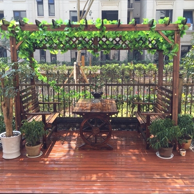 厂家直销葡萄架防腐木屋凉亭实木花架户外家具庭院桌椅花园爬藤架